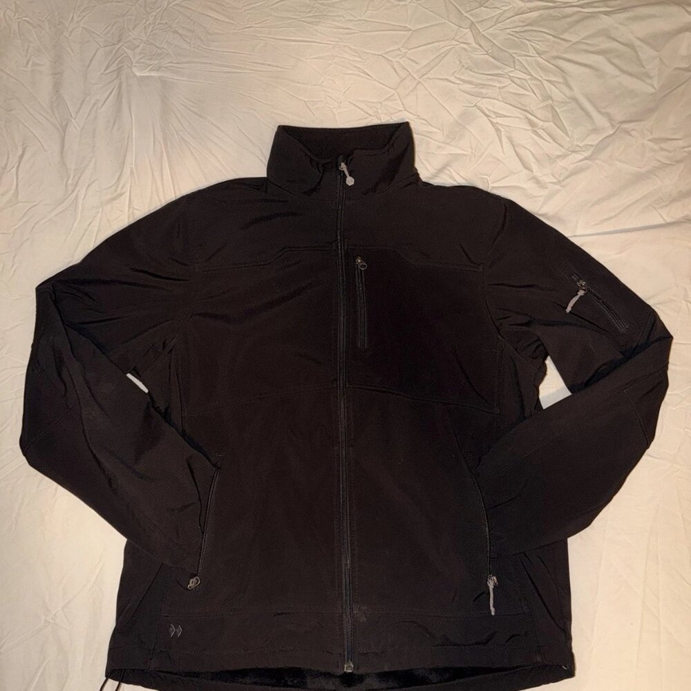 Double Diamond Men’s XL Black Softshell Jacket Full Zip Fleece Lined RN 129562